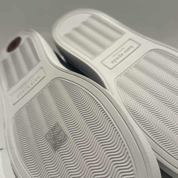 Kate Spade Leather & Canvas Slip on Sneakers with Classic goldtone Heart. - Picture 7 of 7